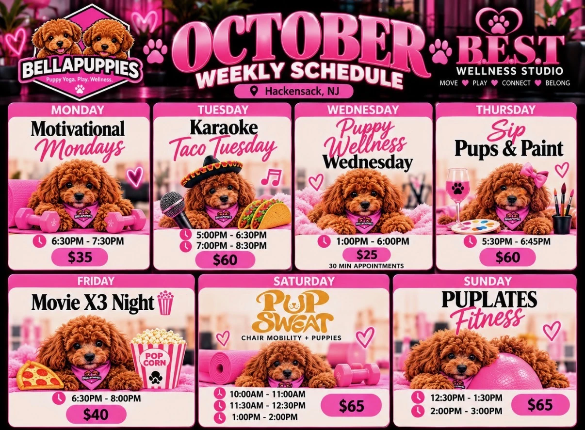 B.E.S.T. Wellness Studio October schedule calendar
